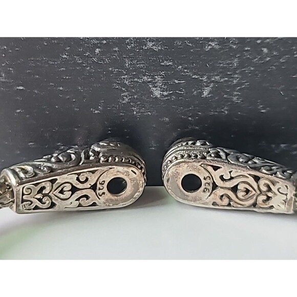 Sterling Silver 925 Mystic Topaz Hinged Bangle Bracelet Scroll Design Vintage - Picture 8 of 10